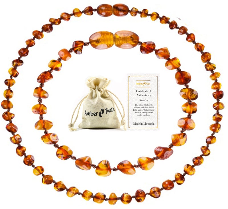 Amber-Touch Amber Touch Baltic Amber Necklace and Bracelet - Natural Amber from Baltic Region (13in. and 5.5in.) (Brown) - Image 1