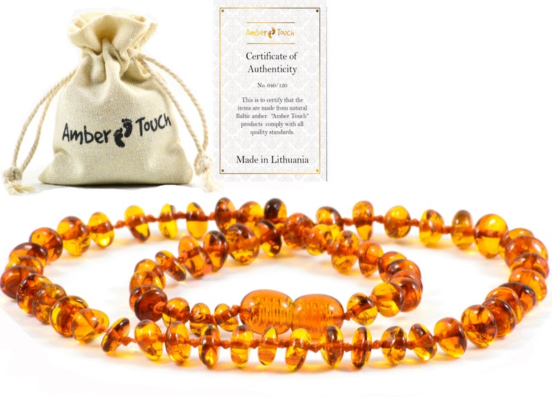 Amber-Touch Amber Touch Baltic Amber Necklace and Bracelet - Natural Amber from Baltic Region (13in. and 5.5in.) (Brown) - Image 3