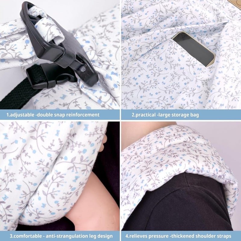 CUBY Wrap Baby Sling Carrier Baby Wraps Sling Carrier Adjustable Breathable Lightweight Easy to Wearing  Baby Slings for Newborn Infant Toddler Front  Hip Carry Up to 40lbs Blue Flower - Image 5