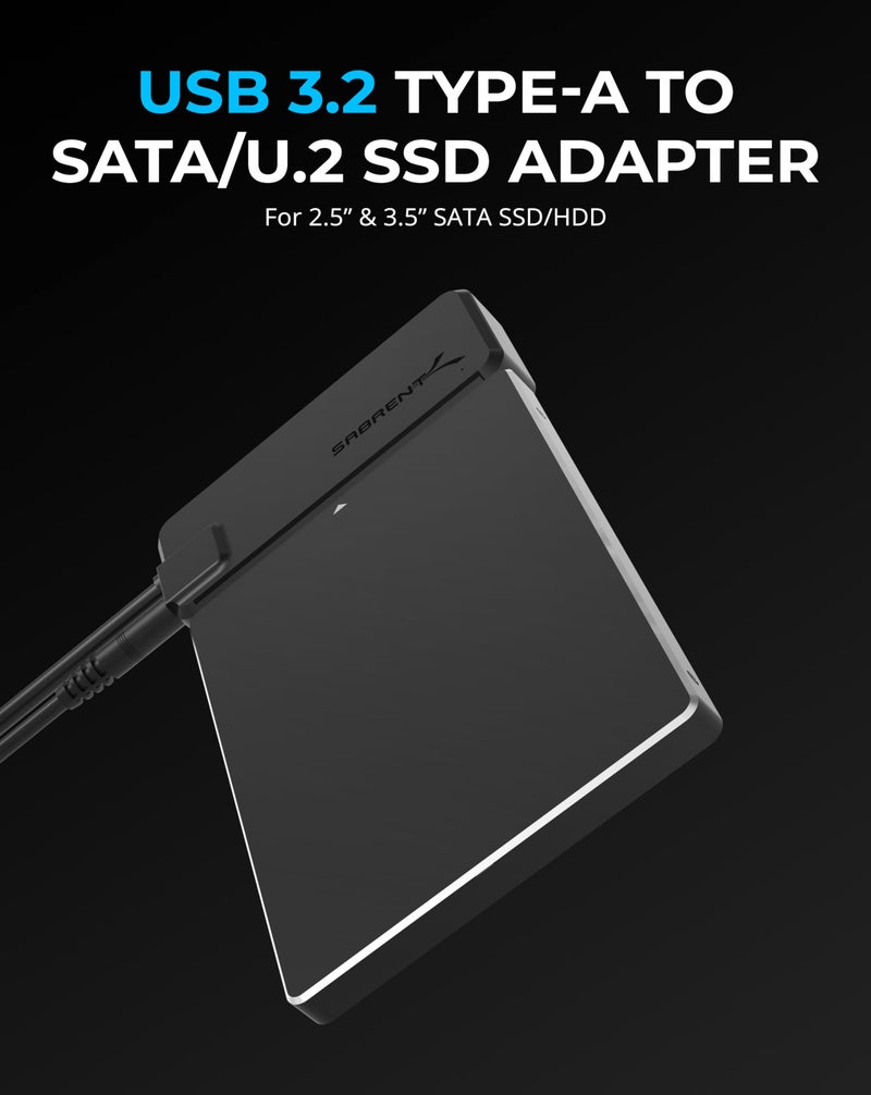 SABRENT USB 3.2 Type A to SATA/U.2 SSD Adapter Cable with 12V/2A Power Supply [EC-U2SA] - Image 2