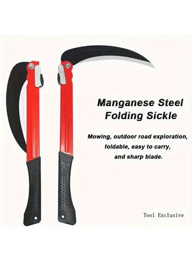 Manganese Steel Folding Sickle 20 08in Lightweight Short Handle Dual Purpose Grass Cutting Pruning Tool - Image 3