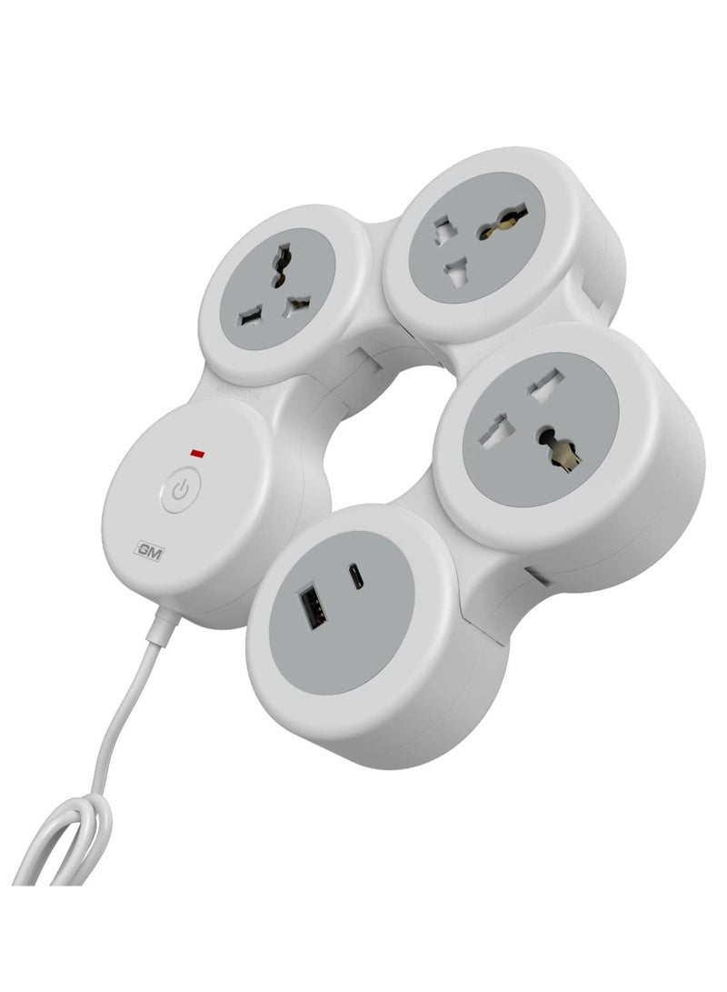 GM 4+1 G-Hoop Spike Guard with C & A Type USB-Master Switch,Indicator, Safety Shutter, 1.8 Mtr Wire with Overload Protection 3 International sockets & 2 USB Port 1 C Type 1 A Type 3.1A… - Image 2