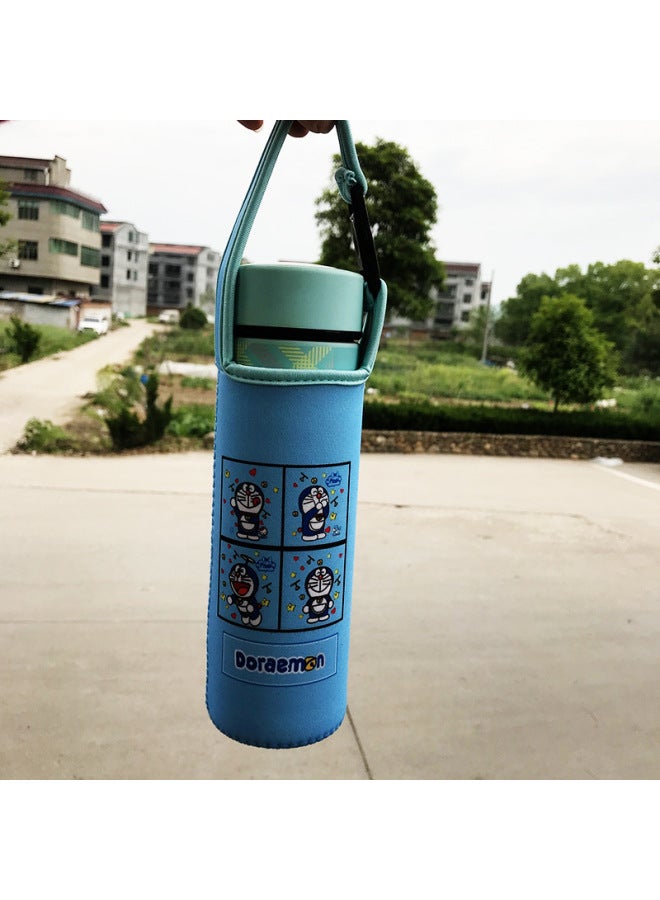 Wholesale Diving Material Cup Cover Crossbody Insulation Glass Protective Cover Cartoon Cute Drop-resistant Water Cup Handbag In Stock-Color:Four Grids-Doraemon-Capacity:Large Size 550ml (height Cm)  - Image 1