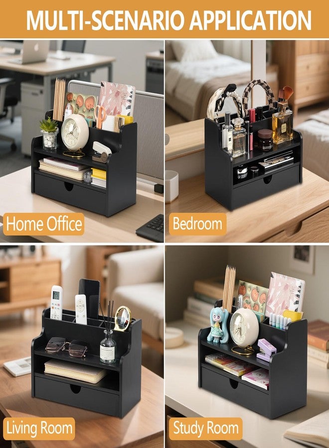 Dhmkfly Mail Organizer Countertop, 4 Slots Desk Organizer with Drawer and Shelf, Wooden Mail Sorter for Desk, Desktop File Holders for Storage Pens, Envelopes and Bills - Image 5