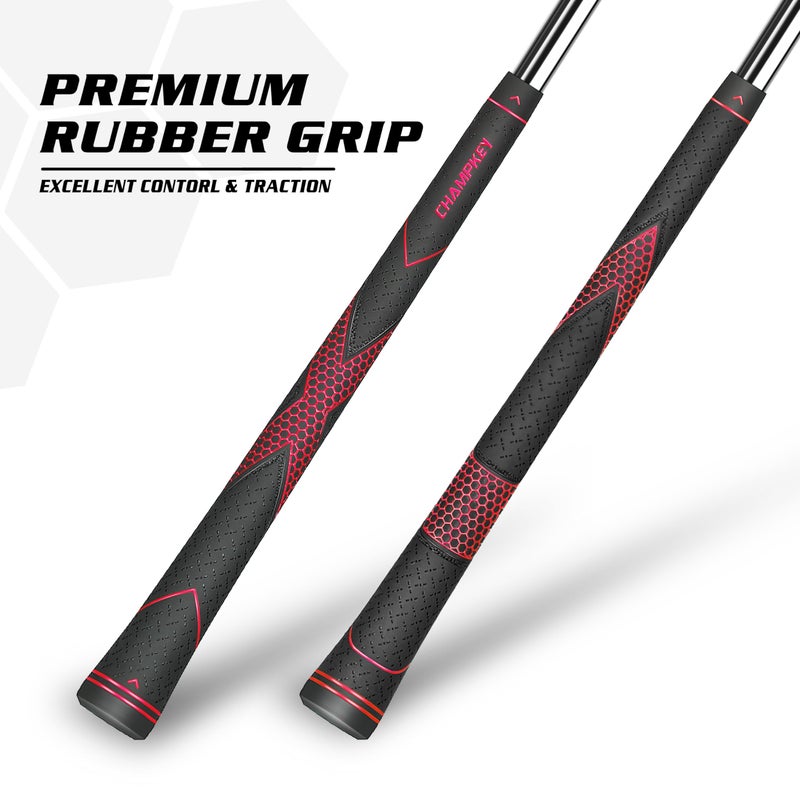 CHAMPKEY Premium Rubber Golf Grips 13 Pack | High Traction and Feedback Rubber Golf Club Grips | Choose Between 13 Grips with 15 Tapse and 13 Grips with All Kits - Image 2