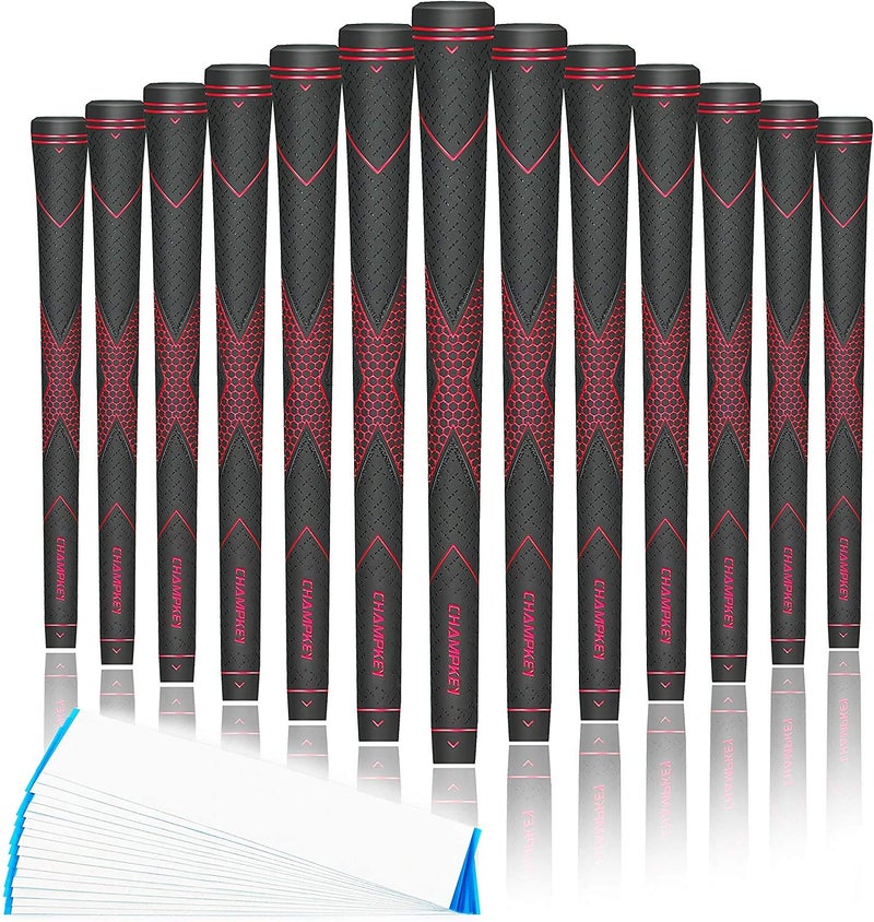 CHAMPKEY Premium Rubber Golf Grips 13 Pack | High Traction and Feedback Rubber Golf Club Grips | Choose Between 13 Grips with 15 Tapse and 13 Grips with All Kits - Image 1