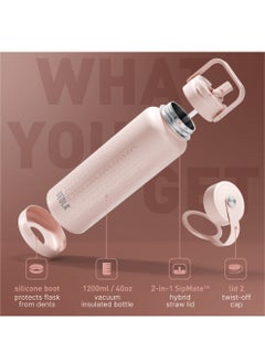 BEOLA 1200ml Water Bottle 18/8 Stainless Steel 304 Double Wall Insulated Thermos Bottle with a wide mouth, 2 lids included, Hot Cold Liquids Sports Bottle, 40oz Bottle (Blush Pink)  - Image 2