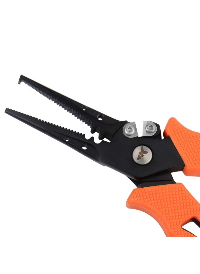 Kastking - Cutthroat 7 Inch Fishing Pliers 420 Stainless Steel Fishing Tools Saltwater Resistant Fishing Gear Tungsten Carbide Cutters 7 Split Ring Nose Orange - Image 1