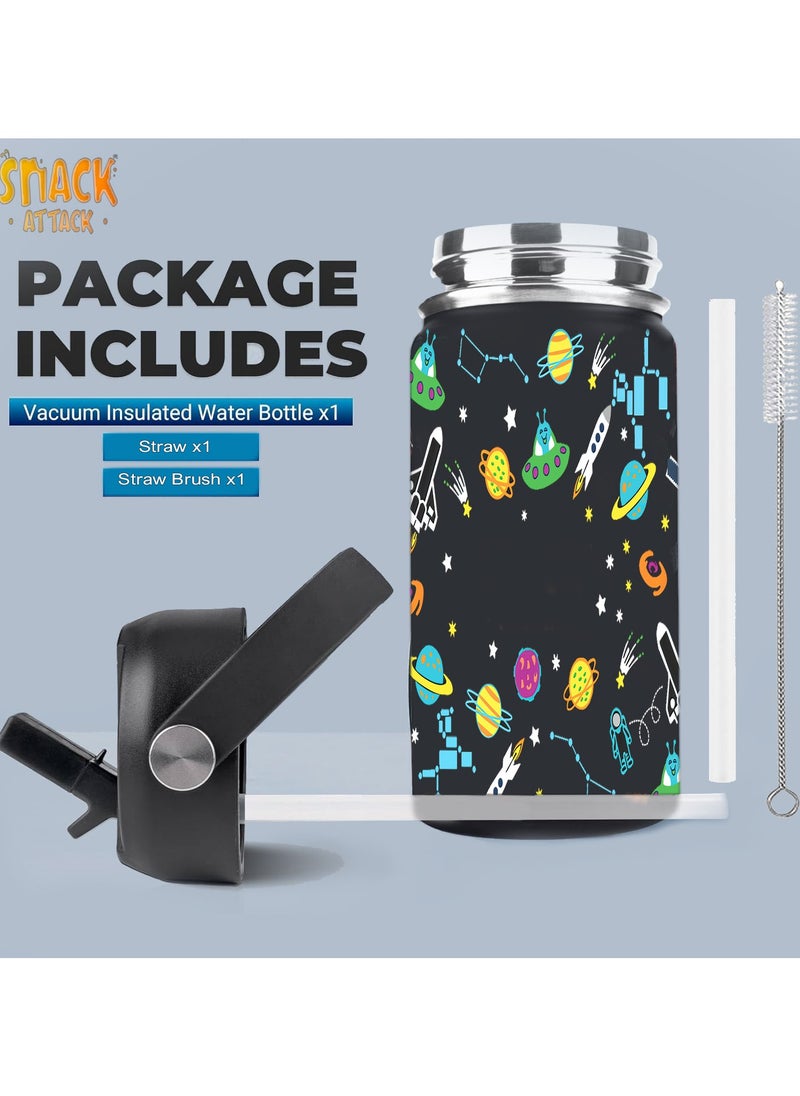 Snack attack Snack Attack SA Kids Water Bottle for School Insulated water bottle with Straw Lid, Kids water bottle stainless steel, Double Wall, Baby water bottle, Steel water bottle (Black Midnight)  - Image 5