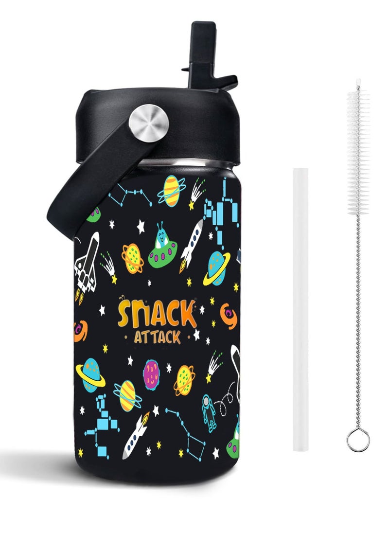 Snack attack Snack Attack SA Kids Water Bottle for School Insulated water bottle with Straw Lid, Kids water bottle stainless steel, Double Wall, Baby water bottle, Steel water bottle (Black Midnight)  - Image 4