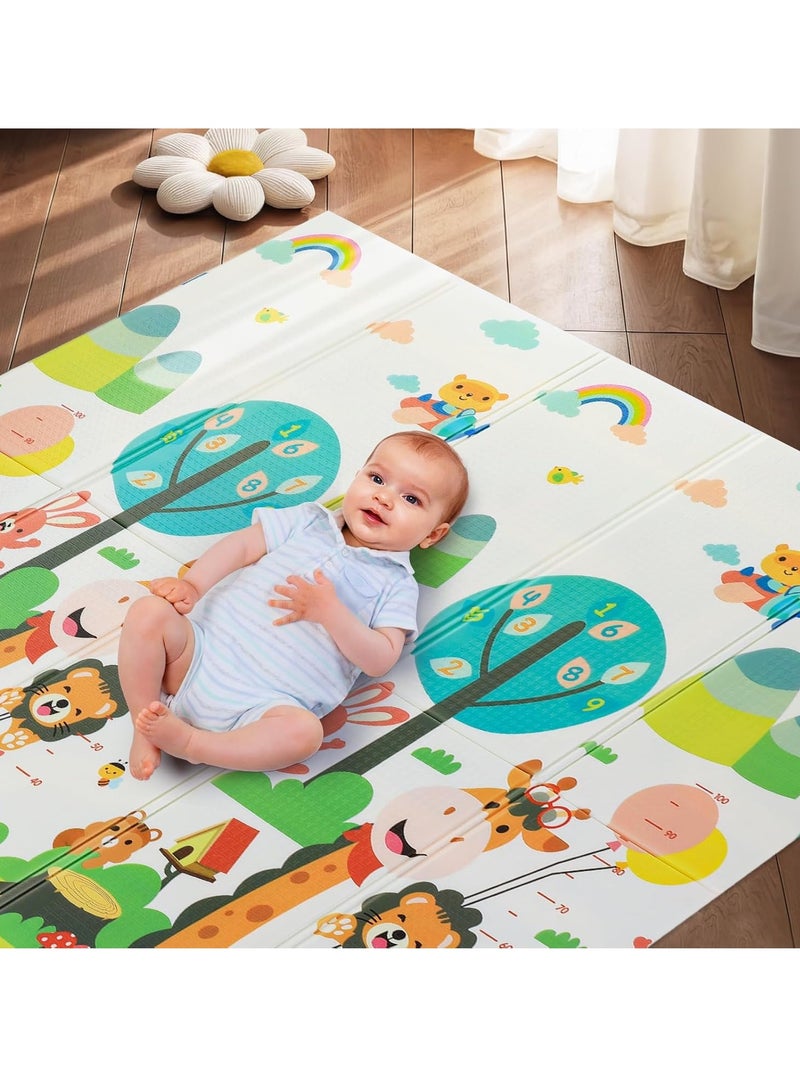 MUMS PLANET Super Soft Double-Sided Baby Play and Crawling Mat - Attractive Designs, Waterproof, Easy to Clean, Perfect Protection for Infants and Toddlers for Healthy and Fun Growth _ Foldable Jungle Design Baby Play Mat - Safe, Comfortable and Stimulating to Play _ Infant Crawling Mat _ Baby Play Mat  - Image 1