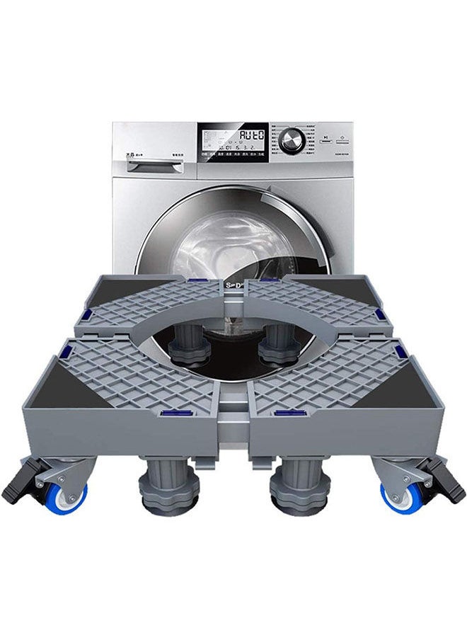 Arabest Multi-functional Double Tube Washing Machine Base, Refrigerator Stand with Movable Roller, Grey - 8 Strong Feet & 4 Locking Rubber Swivel  - Image 1