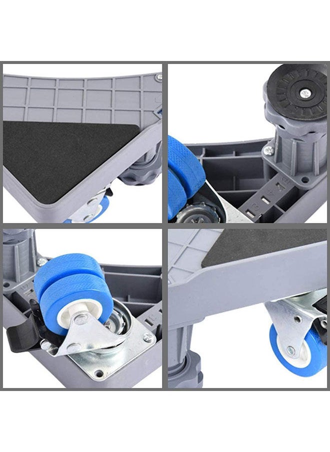 Arabest - Multi-functional Double Tube Washing Machine Base, Refrigerator Stand with Movable Roller, Grey - 8 Strong Feet & 4 Locking Rubber Swivel - Image 1