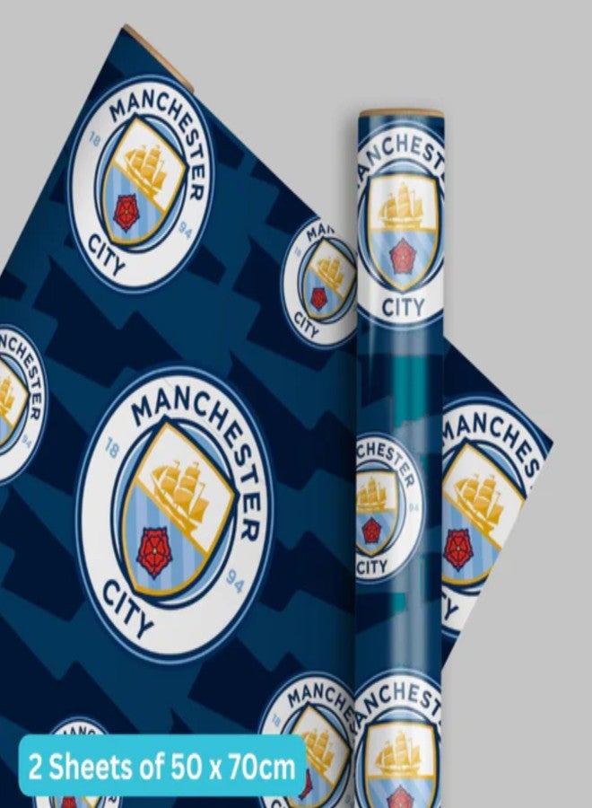 Danilo Promotions LTD Manchester City FC Wrapping Paper 2 sheets 2 tags, Manchester City Football Gift Wrap - Image 4