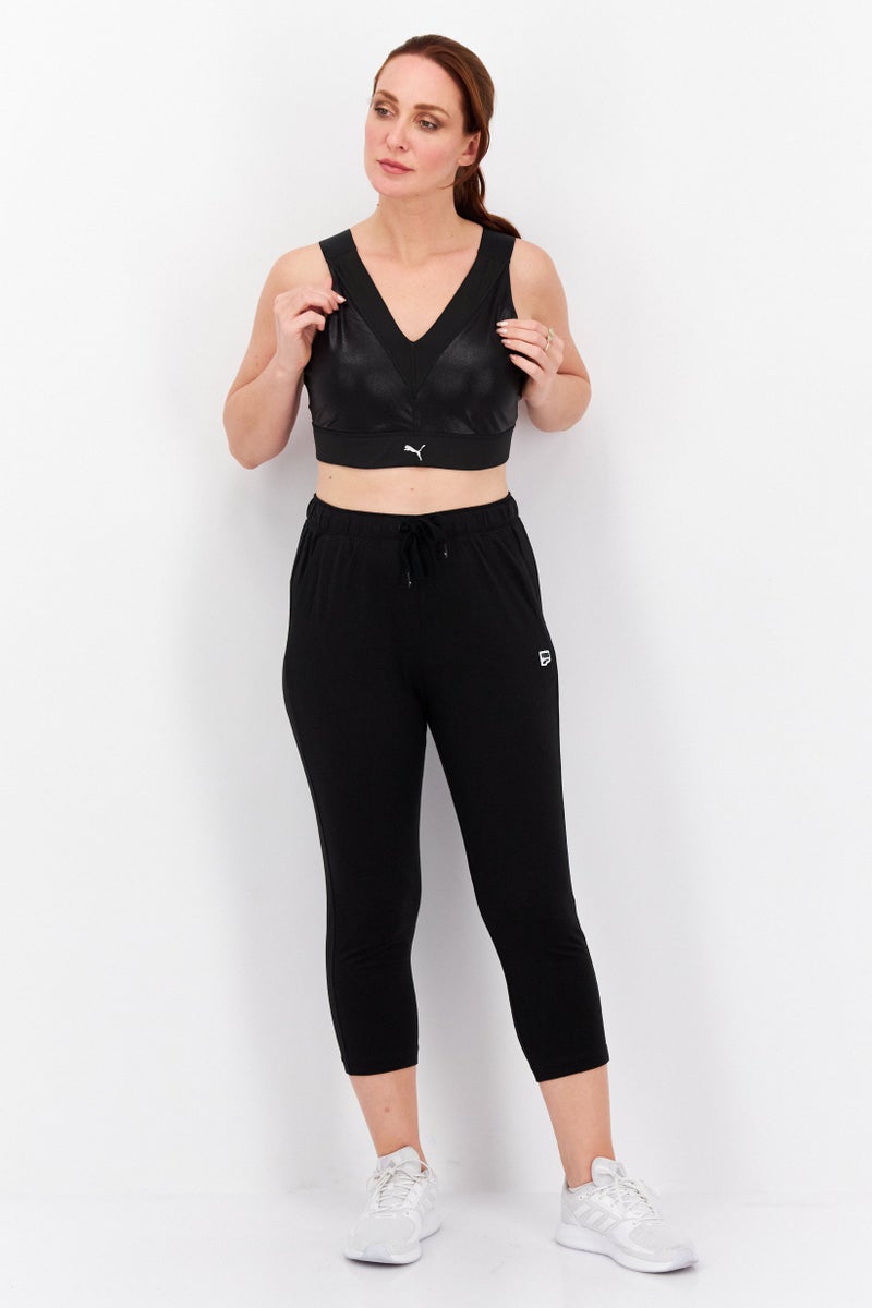 PUMA سوتيان رياضي للنساء بشعار العلامة التجارية، أسود - Image 2