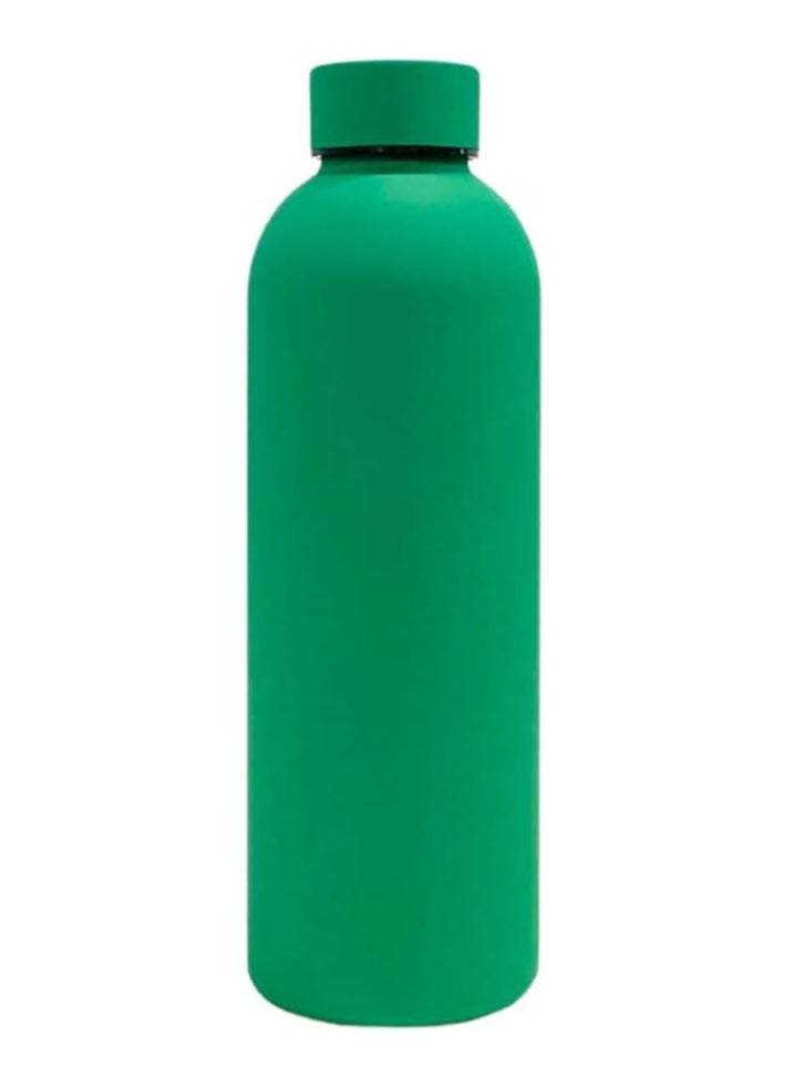 Spaceshoop Vacuum Insulated Water Bottle, Matte Stainless Steel, Hot & Cold Travel Flask 500ml (Green)  - Image 1