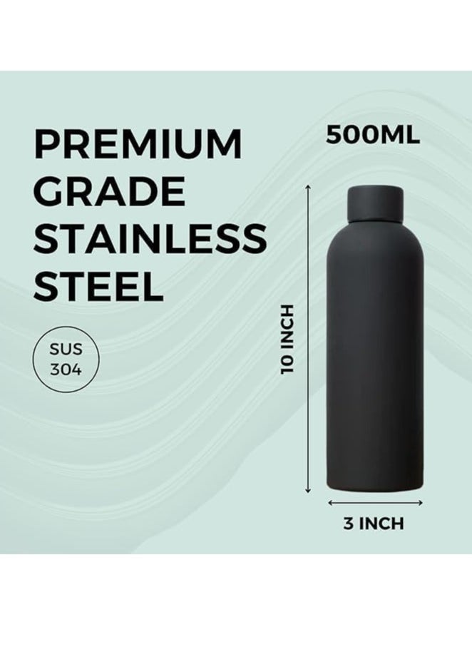 Spaceshoop Vacuum Insulated Water Bottle, Matte Stainless Steel, Hot & Cold Travel Flask 500ml (Green)  - Image 2