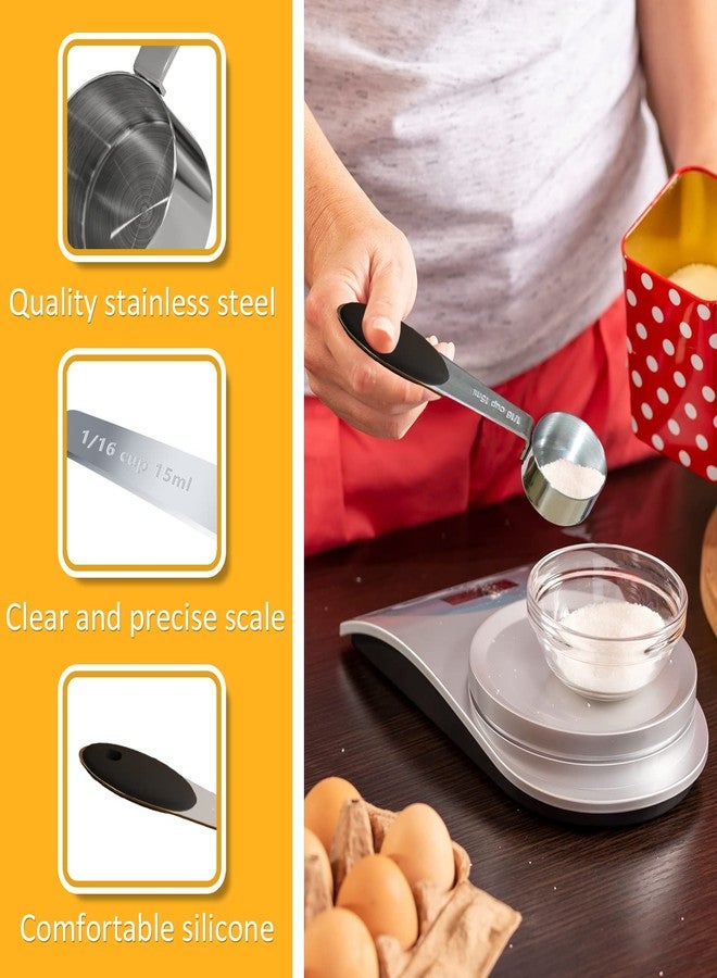 LEIFENY 1PCS 1/16Cup (15ml, 1/2oz) Single Measuring Cup with Black Silicone Grip, Stainless Steel Individual Measure Scoop Only - Image 3
