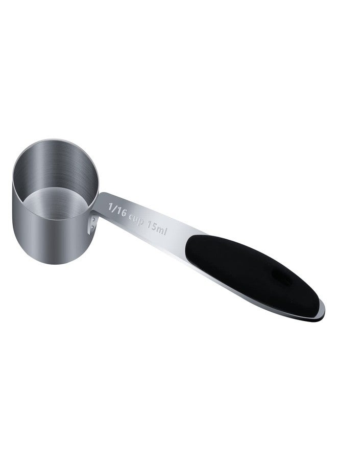 LEIFENY 1PCS 1/16Cup (15ml, 1/2oz) Single Measuring Cup with Black Silicone Grip, Stainless Steel Individual Measure Scoop Only - Image 1