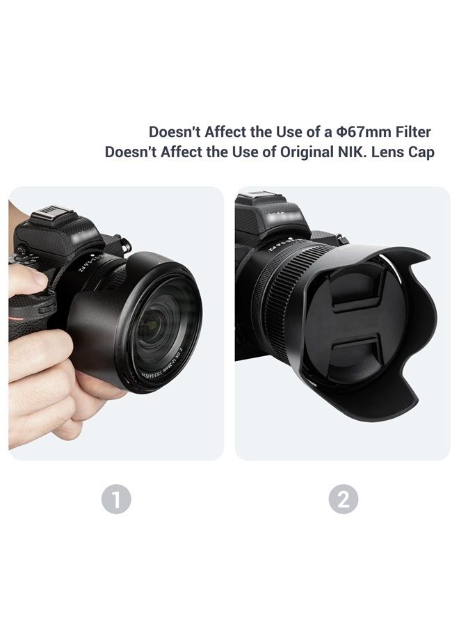 JJC Lens Hood for Nikon NIKKOR Z DX 12-28mm f/3.5-5.6 PZ VR Lens on Nikon Z30 Z50 Z fc Replaces Nikon HB-112 Hood, Compatible with 67mm Filter and 67mm Lens Cap - Image 3