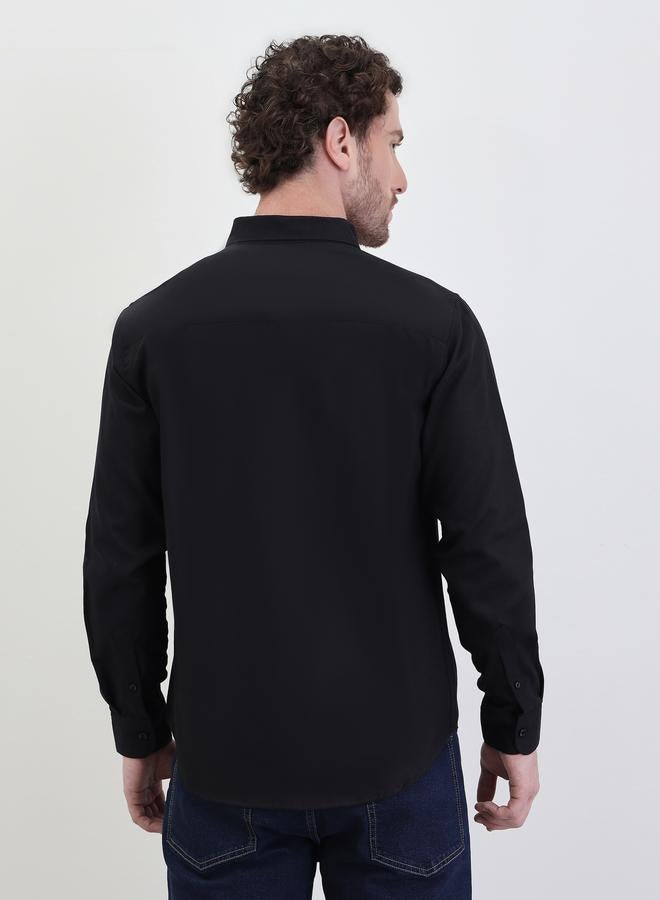 ستايلي قميص أوكسفورد بلون سادة بقصة عادية وياقة مفتوحة - Image 4