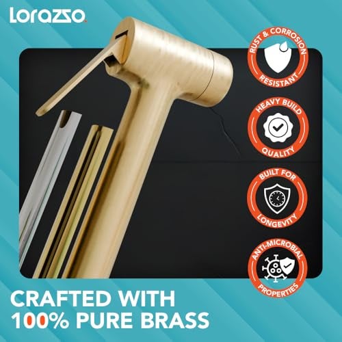 Lorazzo Brass Pro-X2 Health Faucet (Complete Set with 1-Meter Hose Pipe & Wall Hook) | Pure Brass | Chrome Finish | Jet Faucet for Toilet | Bathroom Jet Spray | 1-Year Lorazzo Limited Warranty - Image 3