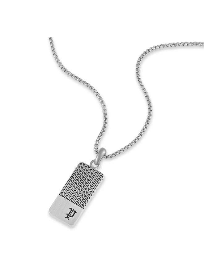 بوليس Chainmale Silver Framed Tag Necklace for Men