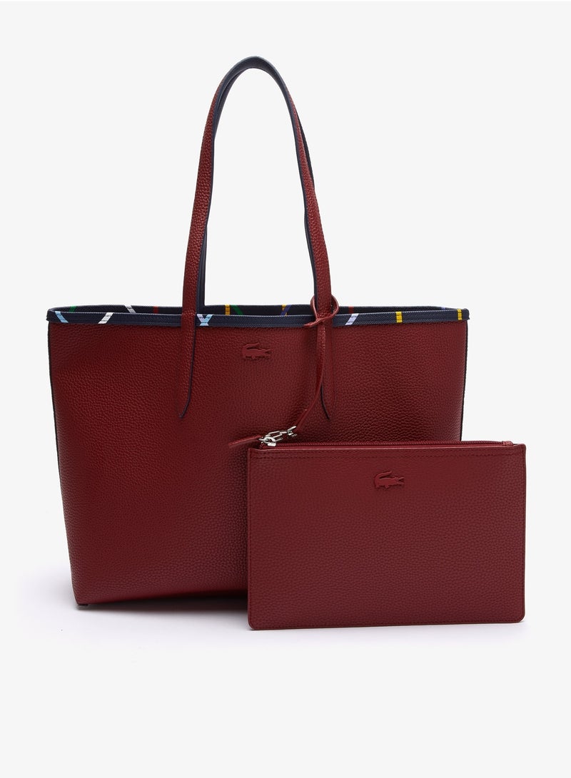 لاكوست حقيبة تسوق كبيرة من القماش الكتاني مطبوعة من  Anna Zip Pouch، باللون الأزرق - Image 5