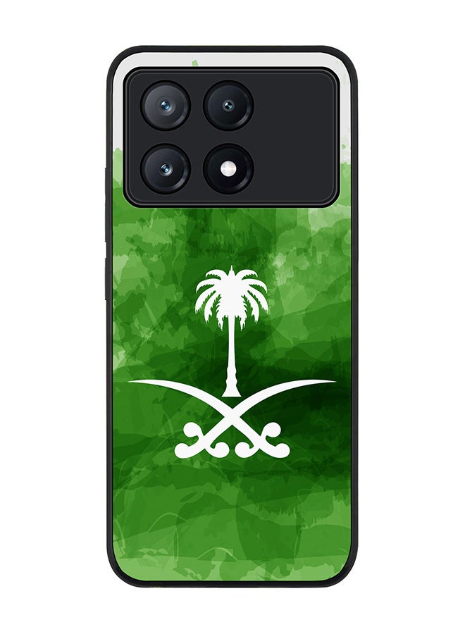 Stylizedd Rugged Black Edge Case for Xiaomi Poco X6 Pro, Slim fit Soft Case Flexible Rubber Edges Anti Drop TPU Gel Thin Cover -  Saudi Emblem - Image 1