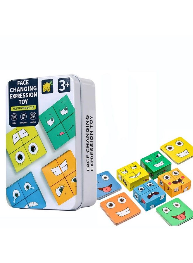 Wooden Facechanging Cube Game Expressions Matching Block Puzzles Building Game Logical Educational Training Toys Birthday Gift Education Montessori Toys - Image 1
