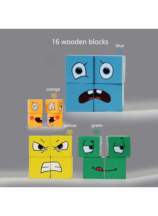 Wooden Facechanging Cube Game Expressions Matching Block Puzzles Building Game Logical Educational Training Toys Birthday Gift Education Montessori Toys - Image 3