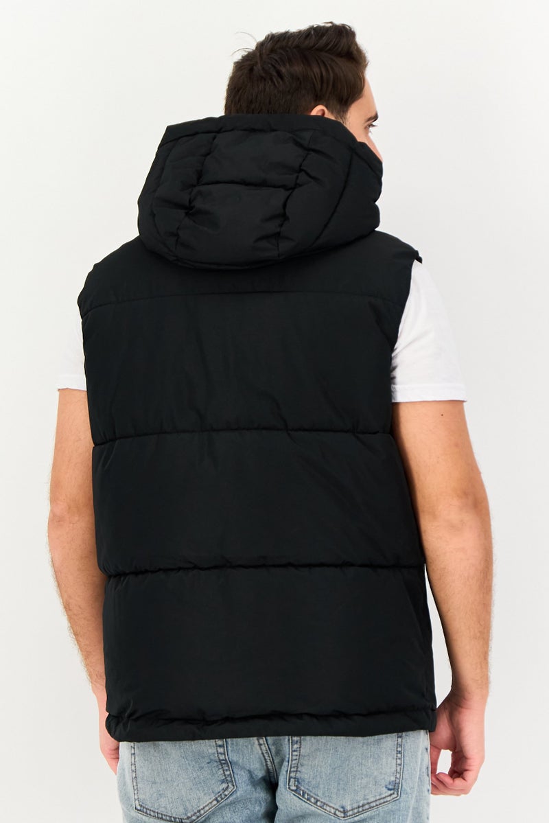 Celio Men Solid Sleeveless Puffer Vest Jacket, Black - Image 4