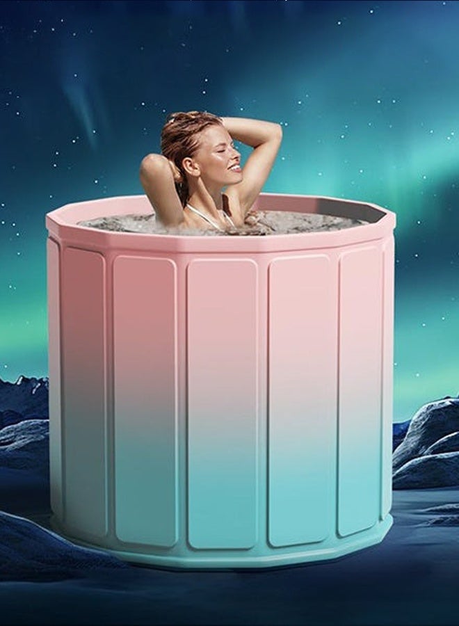 دائرة مربعة حوض استحمام قابل للطي للبالغين والأطفال – بدون تركيب، سهل الاستخدام، تصميم موفر للمساحة، مثالي للاستحمام المنزلي والسفر والتخييم - Image 1