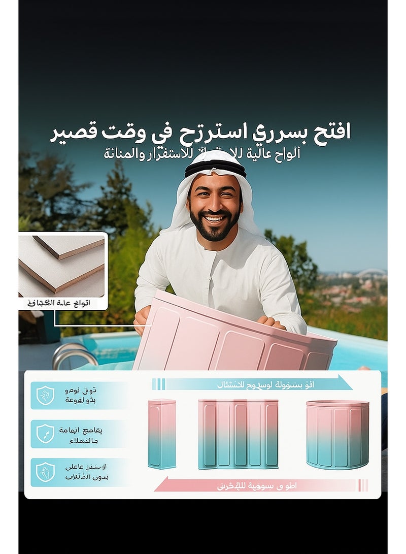 دائرة مربعة حوض استحمام قابل للطي للبالغين والأطفال – بدون تركيب، سهل الاستخدام، تصميم موفر للمساحة، مثالي للاستحمام المنزلي والسفر والتخييم - Image 2