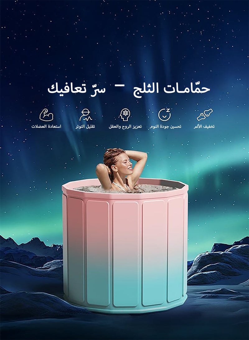 دائرة مربعة حوض استحمام قابل للطي للبالغين والأطفال – بدون تركيب، سهل الاستخدام، تصميم موفر للمساحة، مثالي للاستحمام المنزلي والسفر والتخييم - Image 5