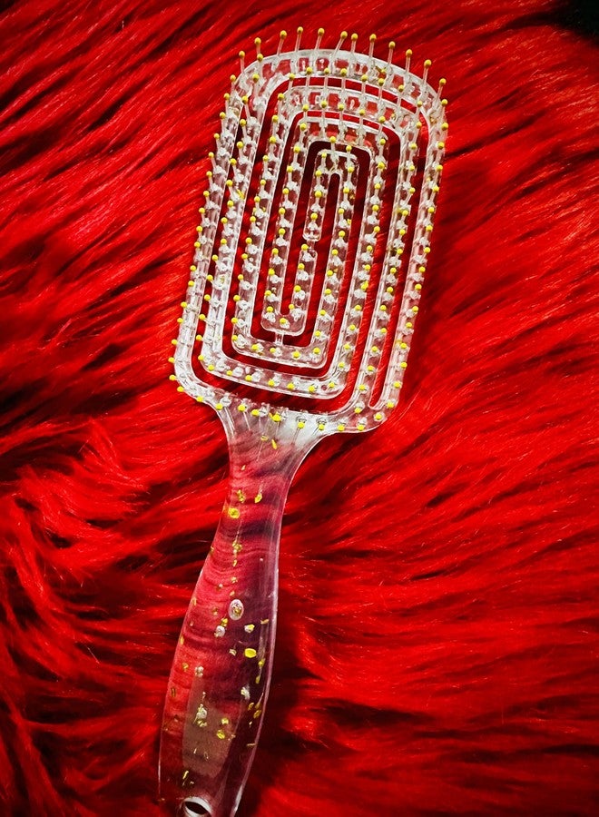 FLASHFOX Rectangle Detangle Hair Brush - Golden Glitter | Anti-Static, Lightweight, Paddle Comb for Wet & Dry Hair, Scalp Massage & Styling Brush for Women & Men (Golden) - Image 1