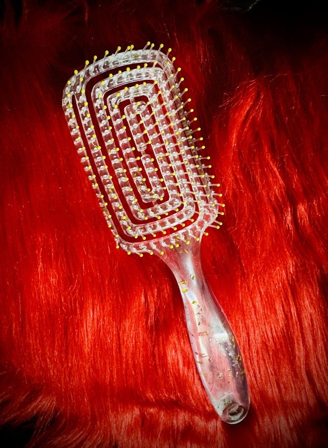 FLASHFOX Rectangle Detangle Hair Brush - Golden Glitter | Anti-Static, Lightweight, Paddle Comb for Wet & Dry Hair, Scalp Massage & Styling Brush for Women & Men (Golden) - Image 3