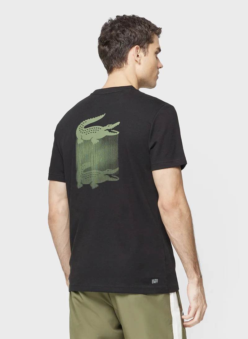 لاكوست Ultra Dry Printed Crew Neck T-Shirt