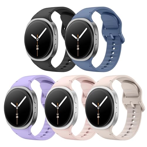 MoKo 5 Pack Sport Bands for Samsung Galaxy Watch 8 Band 40mm 44mmGalaxy Watch 8 Classic 46mm Soft Silicone Replacement Strap for Men Women ML BPKSTLPLB - Image 1