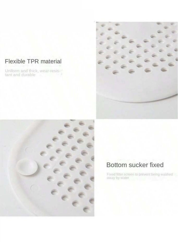 Kutis 2-Piece Bathroom Drain Cover Drain Stopper Shower Filter kitchen Sink Strainer TPR White 14x14 Centimeter - Image 3
