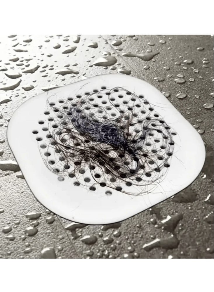 Kutis 2-Piece Bathroom Drain Cover Drain Stopper Shower Filter kitchen Sink Strainer TPR White 14x14 Centimeter - Image 2