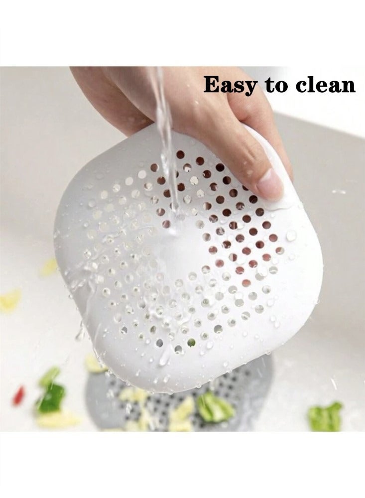 Kutis 2-Piece Bathroom Drain Cover Drain Stopper Shower Filter kitchen Sink Strainer TPR White 14x14 Centimeter - Image 4