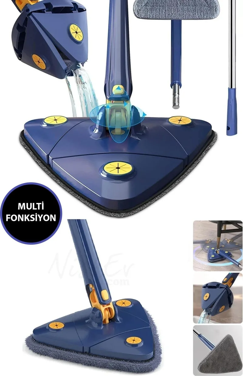Nishev Magic Telescopic Reservoir Triangle Microfiber Mop Mop Wet Dry Wall Ceiling Tile Parquet Cleaning