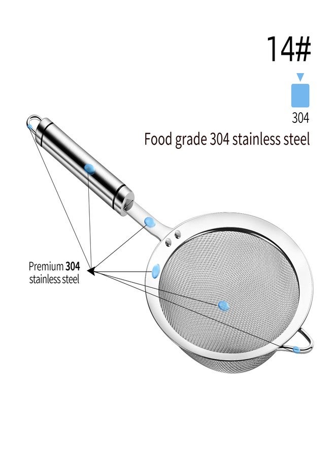SUNWUKIN Stainless Steel Fine Mesh Strainers for Kitchen, Colander-Skimmer with Handle, Sieve Sifters for Food, Tea, Rice, Oil, Noodles, Fruits, Vegetable - Image 2