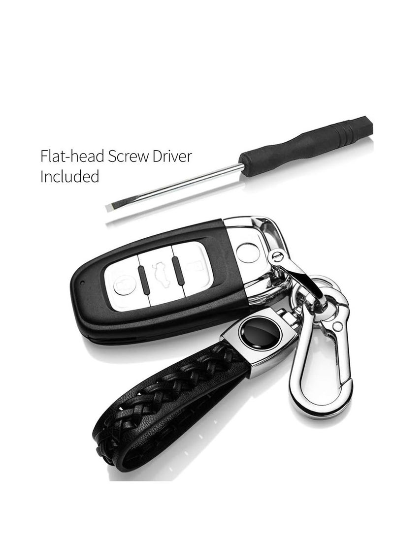 Generic Leather Car Logo Keychain for Skoda Car and Metal Chain Keyring - Black  - Image 4