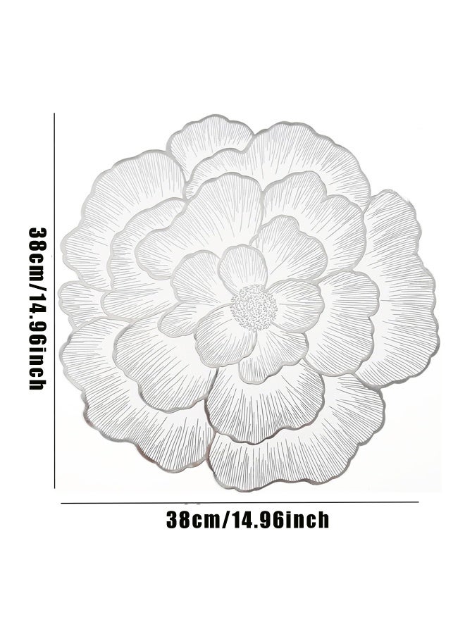2PCS Silver Floral Shaped Vinyl Placemats for Dinner Table Set of Holiday Party Table Decorations - Image 2