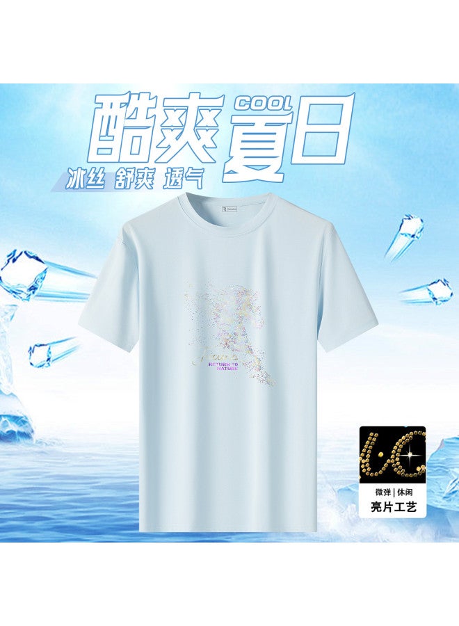 Tucano men's Ice Silk Mesh Breathable T-shirt - Summer Thin Round Neck Casual Short Sleeve Tee - Image 2