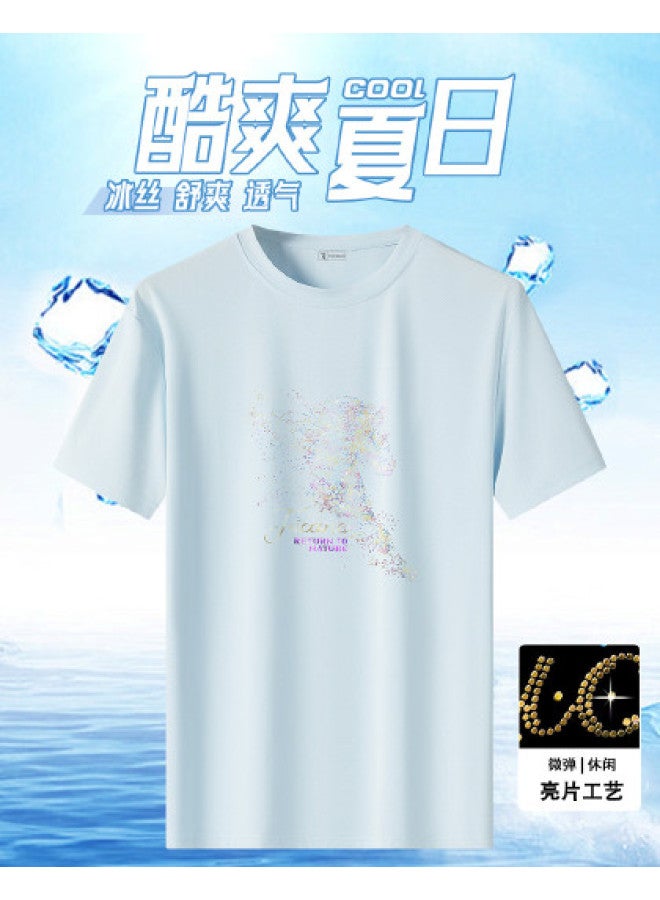 Tucano men's Ice Silk Mesh Breathable T-shirt - Summer Thin Round Neck Casual Short Sleeve Tee - Image 1