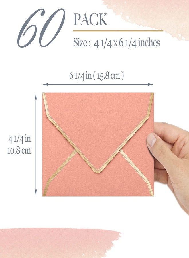 Prims & Flourish Invitation Envelopes, 60-Pack 4x6 Envelopes for Invitations, Gold Foil Bordered Colored Envelopes, A4, 4 1/4 x 6 1/4 Inches, 6 Pastel Colors - Image 4
