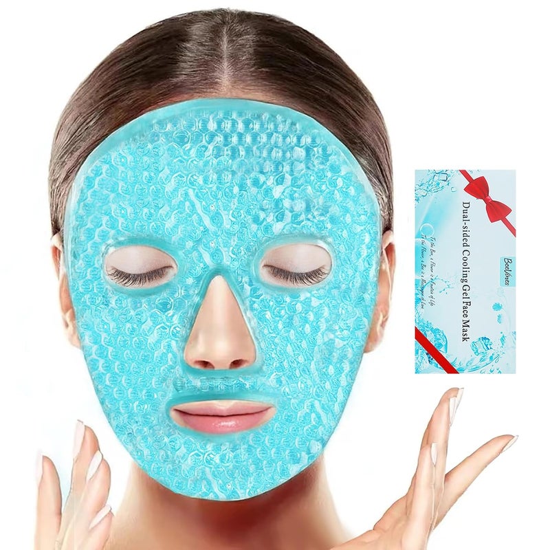 BeeVines Ice Face Mask Cooling Gel Pack for Puffy Eyes Cold  Hot Reusable Compress Frozen Eye Packs Masks for Women for Dark Circles Puffiness  Allergies Blue
